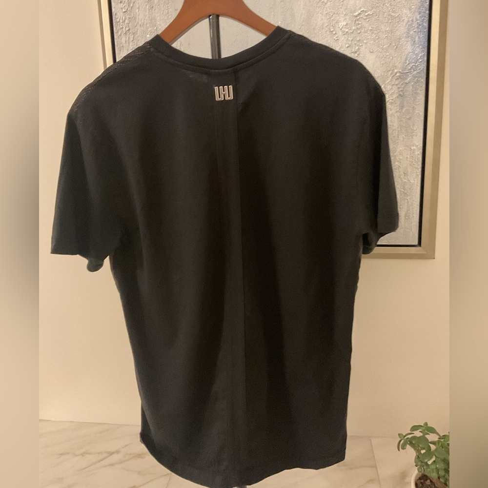 ***Les Hommes *** Black and Olive Nylon and Eco Leather Panels T- Shirt . - Picture 6 of 10